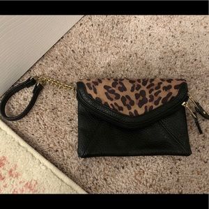 Leopard wristlet clutch